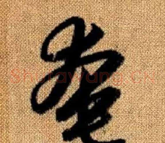 奄字赵孟頫毛笔草书写法,摘自真草千字文