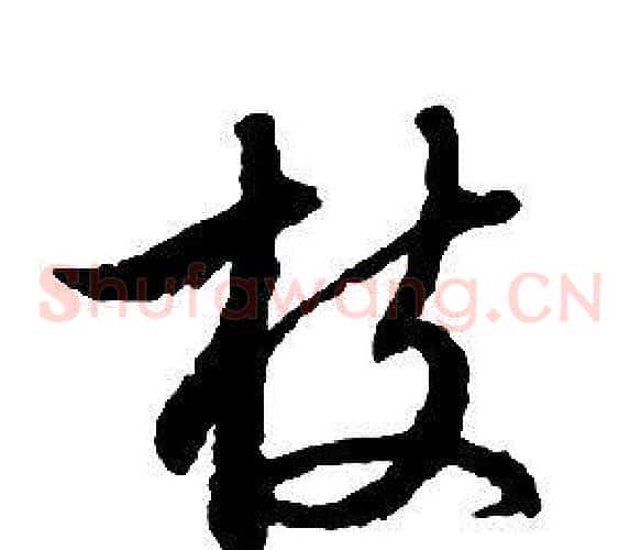 枝字启功毛笔草书书法写法,摘自千字文