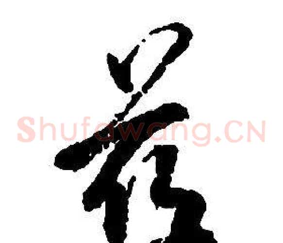 茲字启功毛笔草书书法写法,摘自千字文