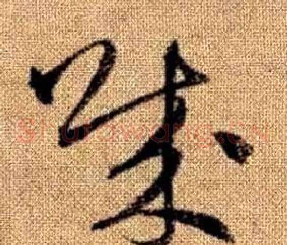 賊字赵孟頫毛笔草书写法,摘自真草千字文