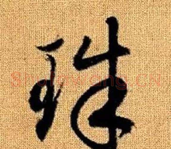 珠字赵孟頫毛笔草书写法,摘自真草千字文