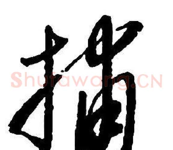 捕字启功毛笔草书书法写法,摘自千字文