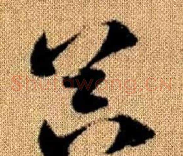 器字赵孟頫毛笔草书写法,摘自真草千字文