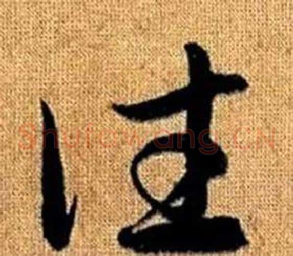 往字赵孟頫毛笔草书写法,摘自真草千字文