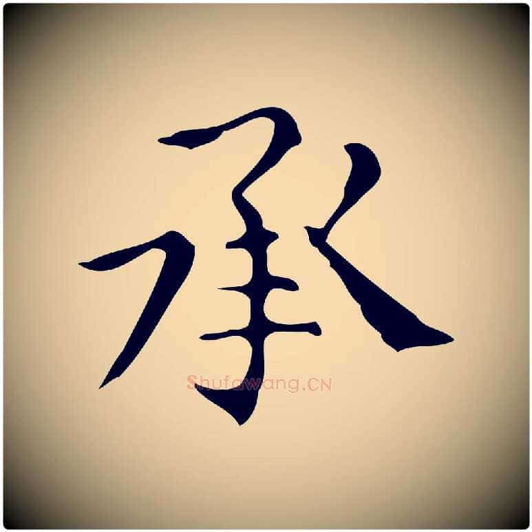 承毛笔楷书写法,摘自明代文徵明跋万岁通天进帖
