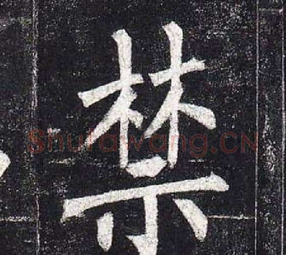 禁字柳公权毛笔楷书书法写法,摘自玄秘塔碑