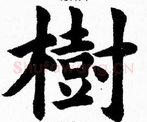 樹字杨永健毛笔楷书书法写法,摘自杨永健毛笔楷书书法作品