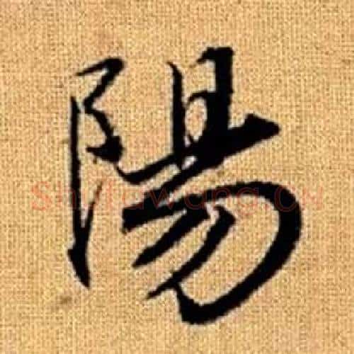 陽字赵孟頫毛笔楷书写法,摘自真草千字文