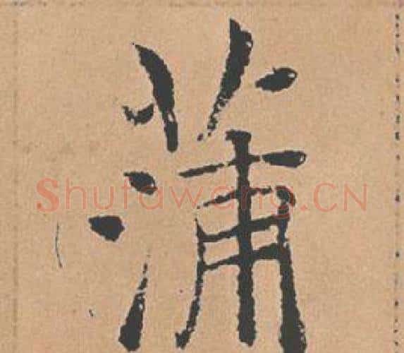 蒲字褚遂良毛笔楷书书法写法,摘自倪宽赞