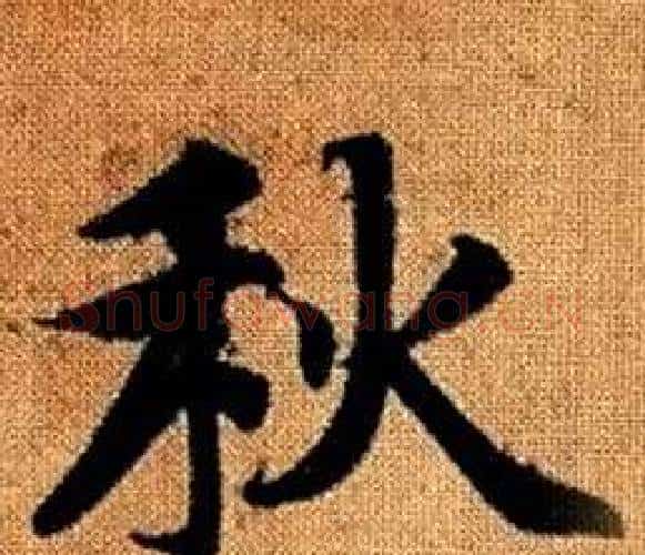 秋字王铎毛笔楷书书法写法,摘自真草千字文
