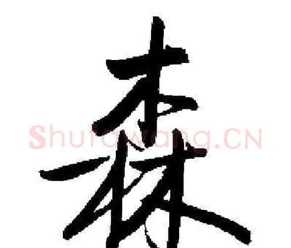 森字启功毛笔楷书书法写法,摘自启功毛笔楷书书法作品