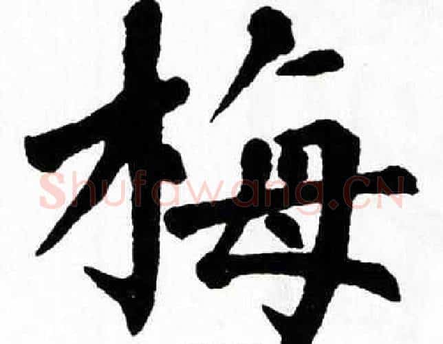 梅字翁闿运毛笔楷书书法写法,摘自翁闿运毛笔楷书书法作品