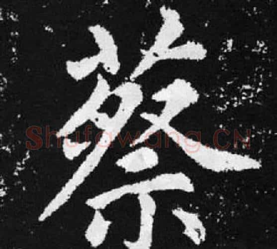 蔡字王铎毛笔楷书书法写法,摘自张留孙碑