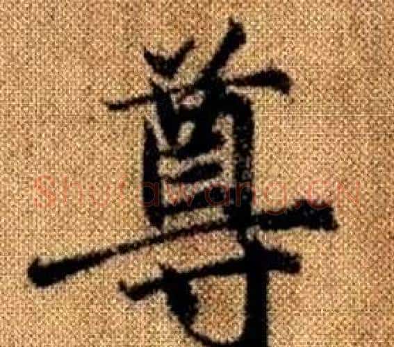 尊字赵孟頫毛笔楷书写法,摘自真草千字文