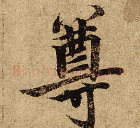 尊字柯九思毛笔楷书书法写法,摘自老人星赋