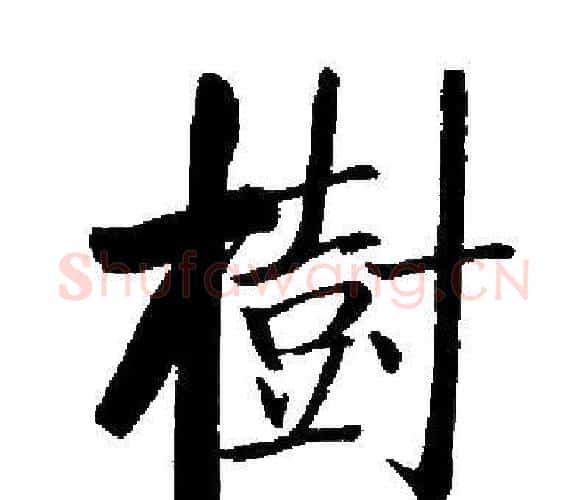 樹字启功毛笔楷书书法写法,摘自启功毛笔楷书书法作品