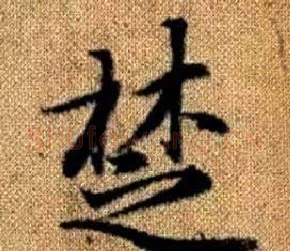 楚字王铎毛笔楷书书法写法,摘自真草千字文