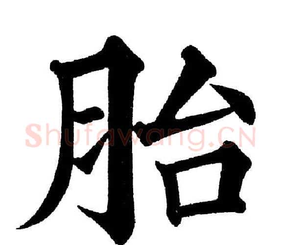 胎字黄自元毛笔楷书书法写法,摘自黄自元毛笔楷书书法作品