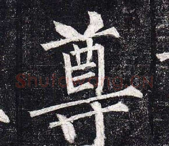 尊字柳公权毛笔楷书书法写法,摘自玄秘塔碑