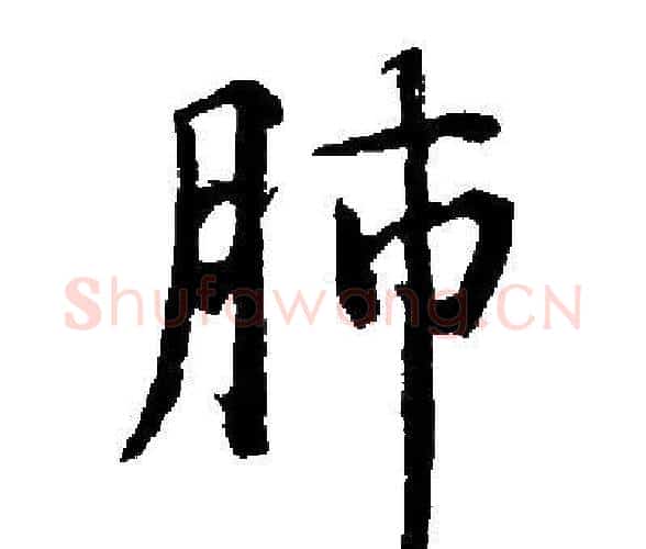 肺字启功毛笔楷书书法写法,摘自启功毛笔楷书书法作品