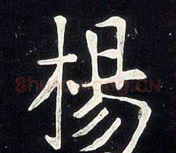 楊字张旭毛笔楷书书法写法,摘自张旭毛笔楷书书法作品