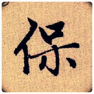 保毛笔楷书写法,摘自元赵孟頫续千字文