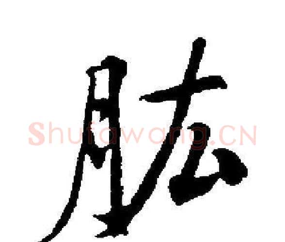 肱字启功毛笔楷书书法写法,摘自启功毛笔楷书书法作品
