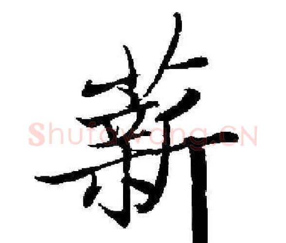 薪字启功毛笔楷书书法写法,摘自启功毛笔楷书书法作品