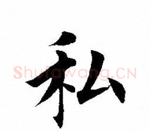 私字田英章毛笔楷书书法写法,摘自田英章毛笔楷书书法作品