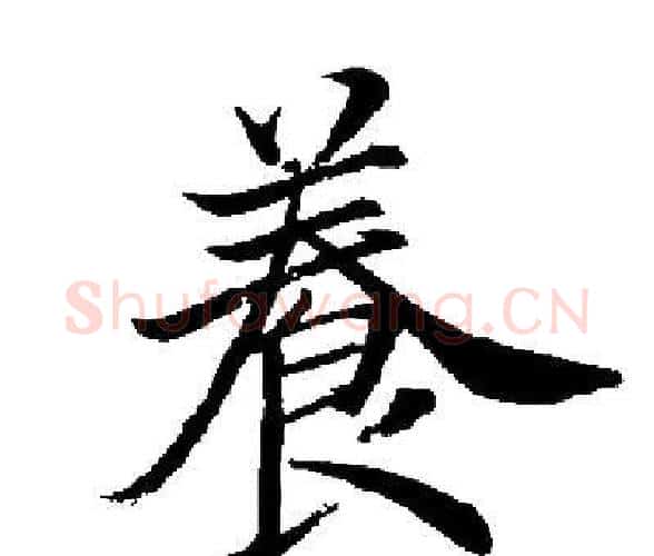 養字启功毛笔楷书书法写法,摘自启功毛笔楷书书法作品