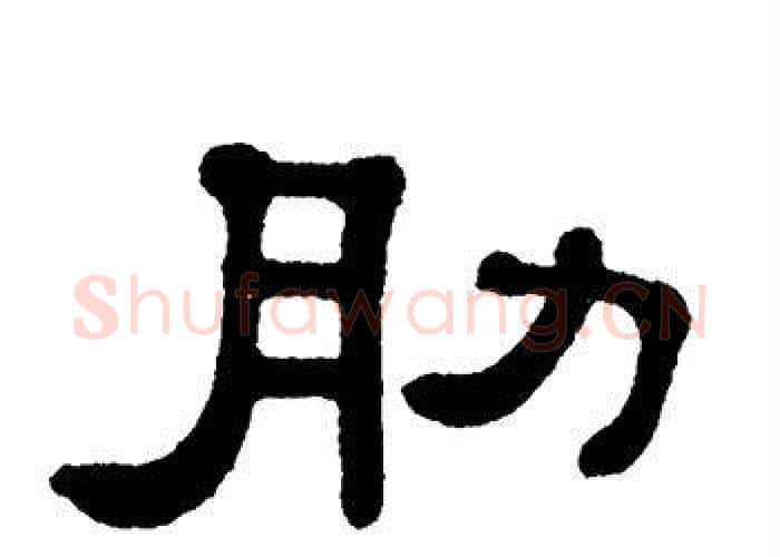 肋字单晓天毛笔隶书书法写法,摘自单晓天毛笔隶书书法作品