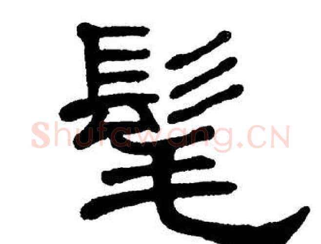 髦字单晓天毛笔隶书书法写法,摘自单晓天毛笔隶书书法作品