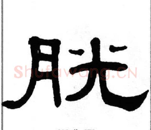 胱字单晓天毛笔隶书书法写法,摘自单晓天毛笔隶书书法作品