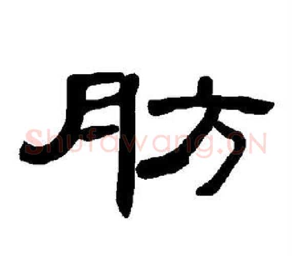 肪字王敞 等毛笔隶书写法,摘自曹全碑