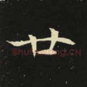 北魏 毛笔魏碑体楷书『廿』单字帖图片，摘自：元倪墓志