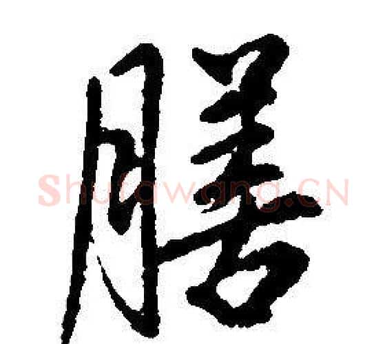 膳字康熙毛笔行书书法写法,摘自千字文