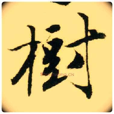 树毛笔行书写法,摘自明唐寅落花诗册