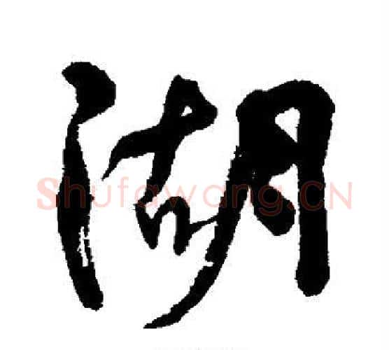 湖字何绍基毛笔行书书法写法,摘自何绍基毛笔行书书法作品