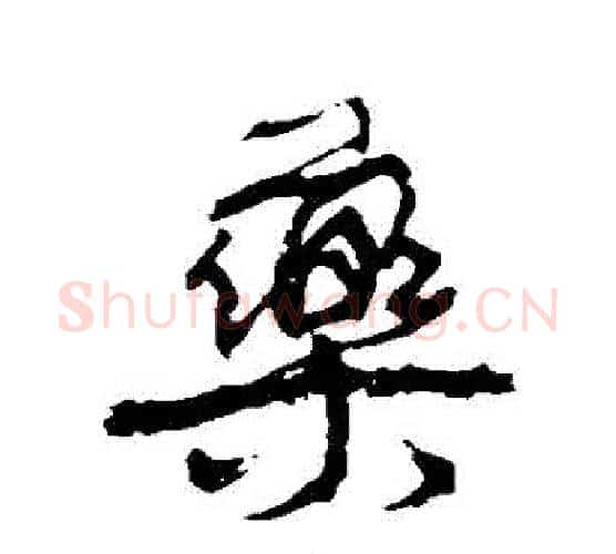 藥字康有为毛笔行书书法写法,摘自康有为毛笔行书书法作品