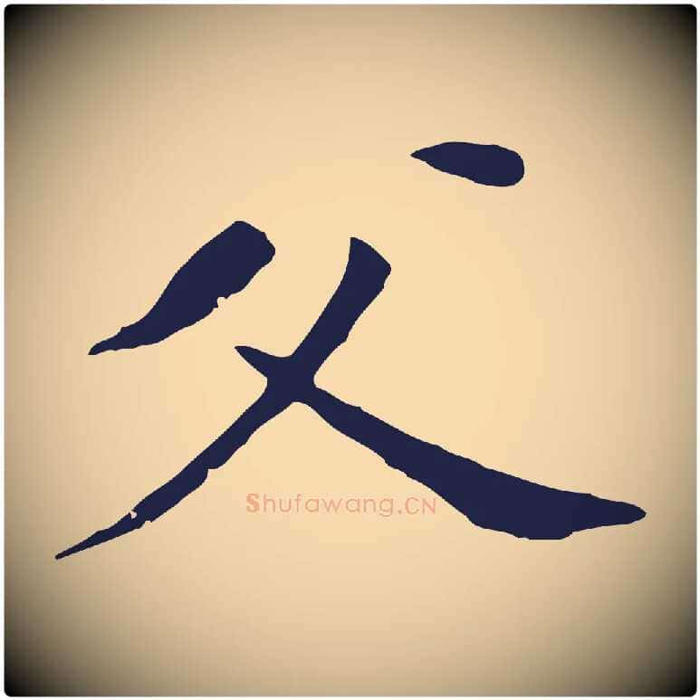 父毛笔行书写法,摘自明代董其昌跋孝经