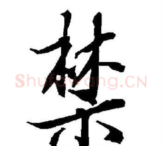 禁字赵孟頫毛笔行书书法写法,摘自赵孟頫毛笔行书书法作品