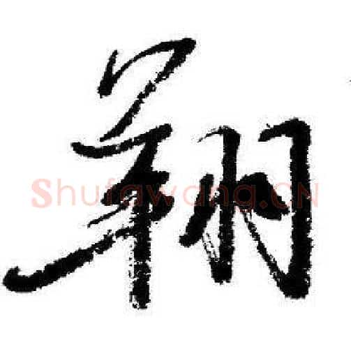 翔字启功毛笔行书书法写法,摘自临苏轼诗文帖