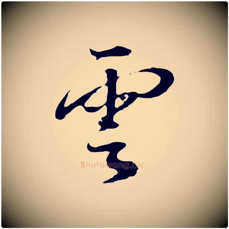 雲毛笔行书写法,摘自明代董其昌跋洛神赋十三行补