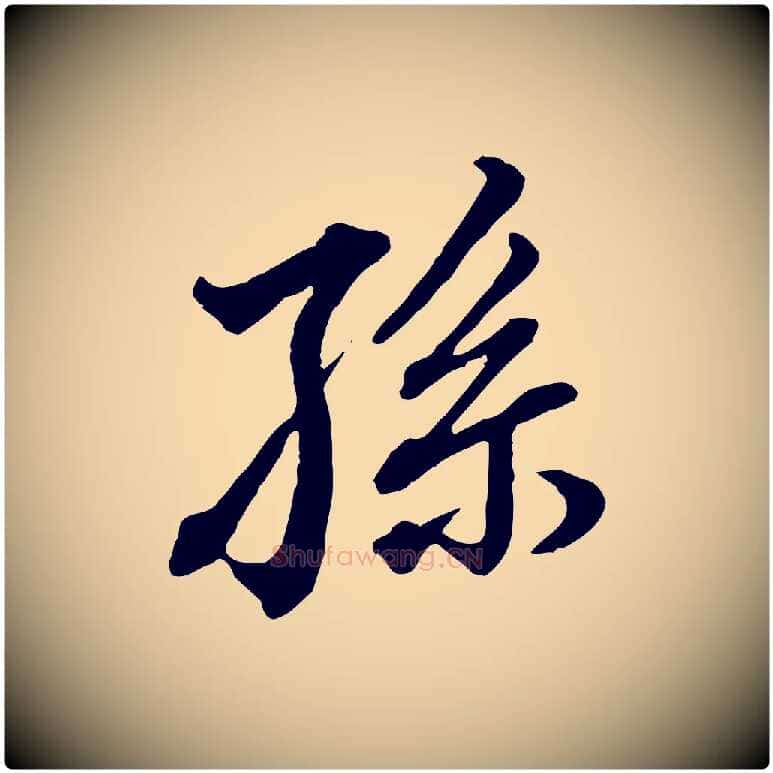 孫毛笔行书写法,摘自明代董其昌跋瞻近帖