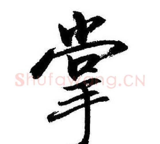 掌字启功毛笔行书书法写法,摘自启功毛笔行书书法作品