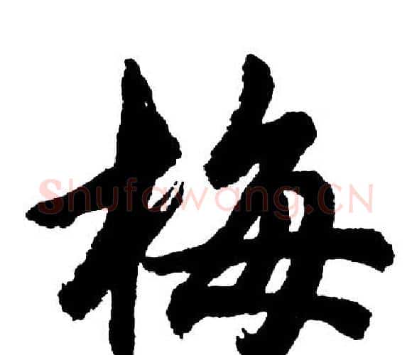 梅字胡问遂毛笔行书写法,摘自胡问遂毛笔行书作品