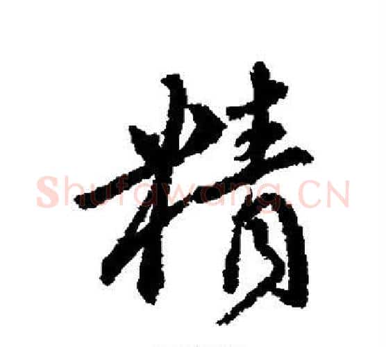 精字傅山毛笔行书书法写法,摘自傅山毛笔行书书法作品