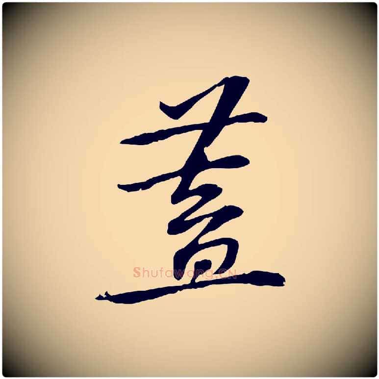 蓋毛笔行楷写法,摘自宋代苏过诗帖