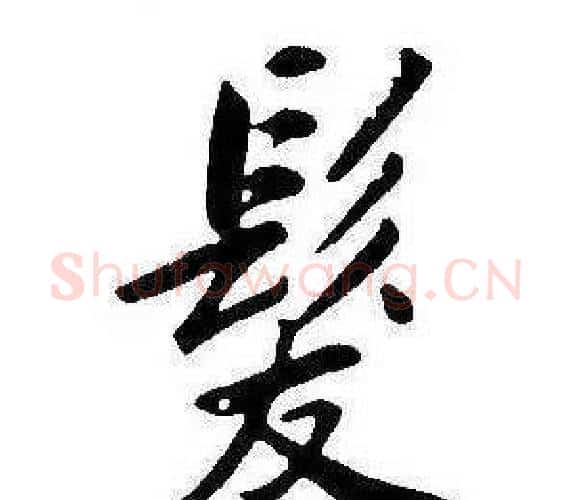 髮字康熙毛笔行书书法写法,摘自千字文
