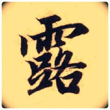 露毛笔行书写法,摘自元赵孟頫前后赤壁赋